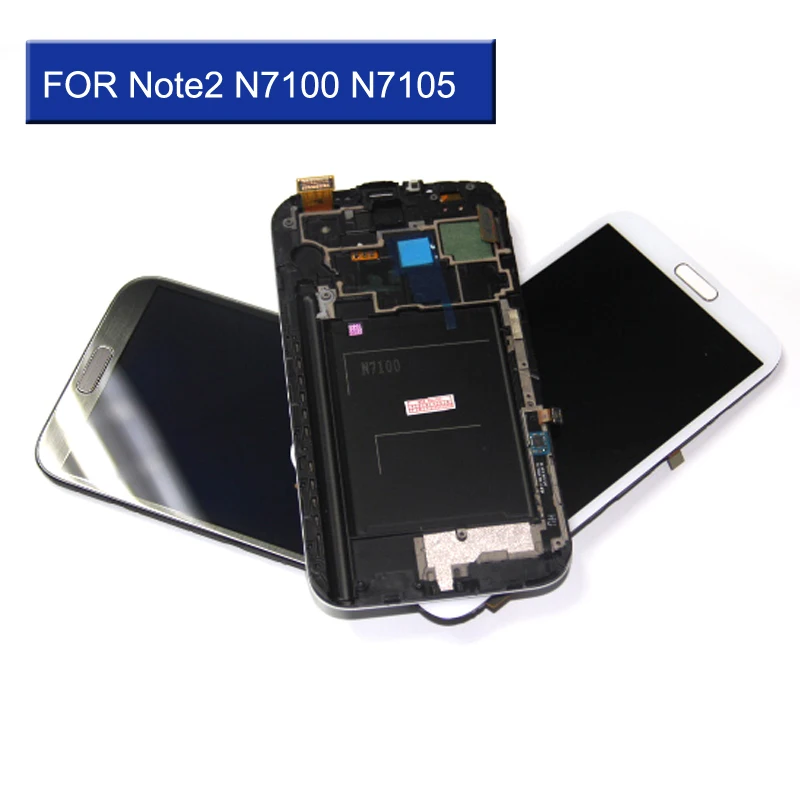 Полный дигитайзер LCDs для Samsung Galaxy Note2 Note 2 N7100 N7105 AMOLED телефон ЖК дисплей сенсорный
