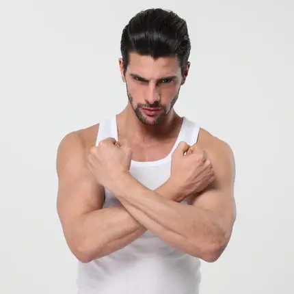 Мужской жилет облегающий хлопковый однотонный спортивный мужской летний для