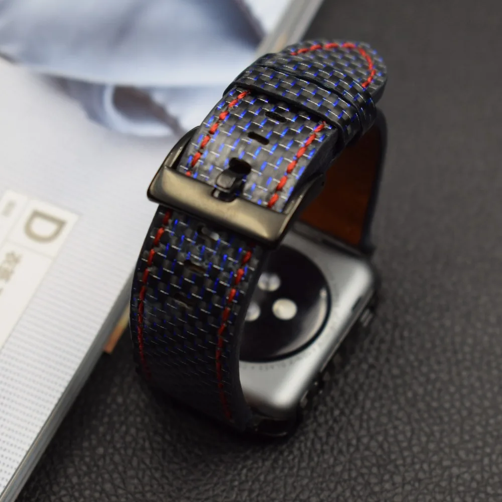 Ремешок из углеродного волокна для Apple Watch Series 4 мужской браслет наручных часов 1 2 3