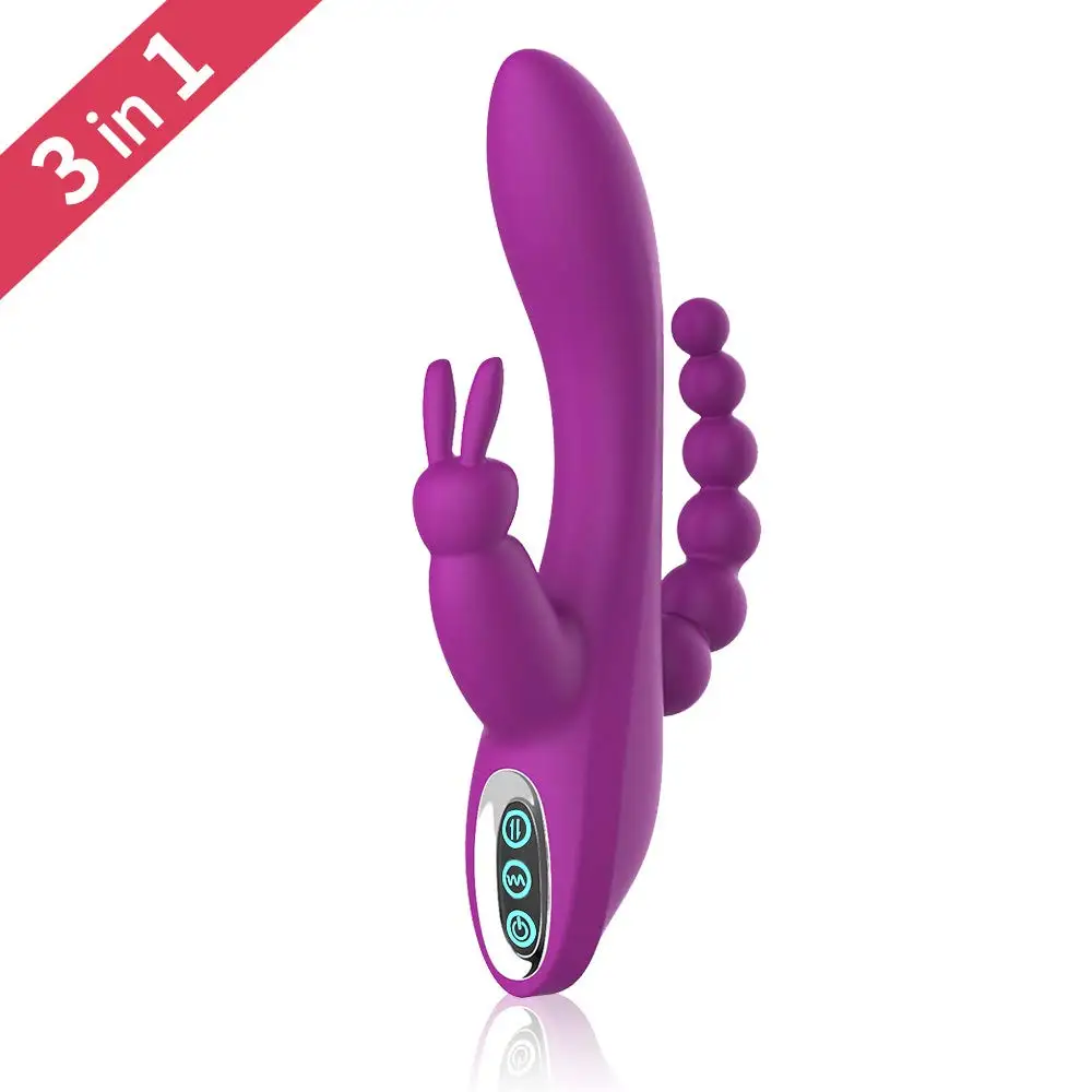 Кролик вибратор G-spot и P-spot Анальный тройной кривой 12 функция перезаряжаемый