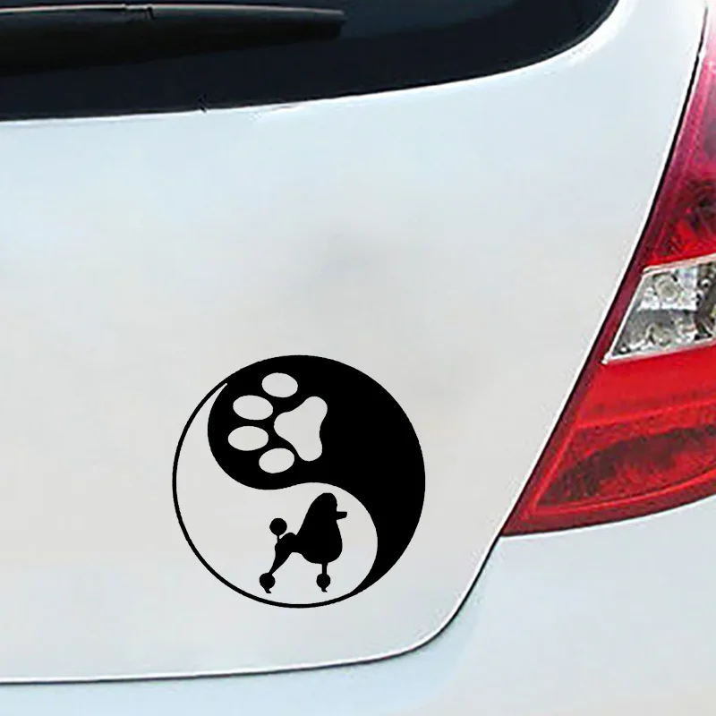 

QYPF 12.7CM*12.7CM Pup Yin And Yang Vinyl Car Sticker Decal Black Silver C17-00038