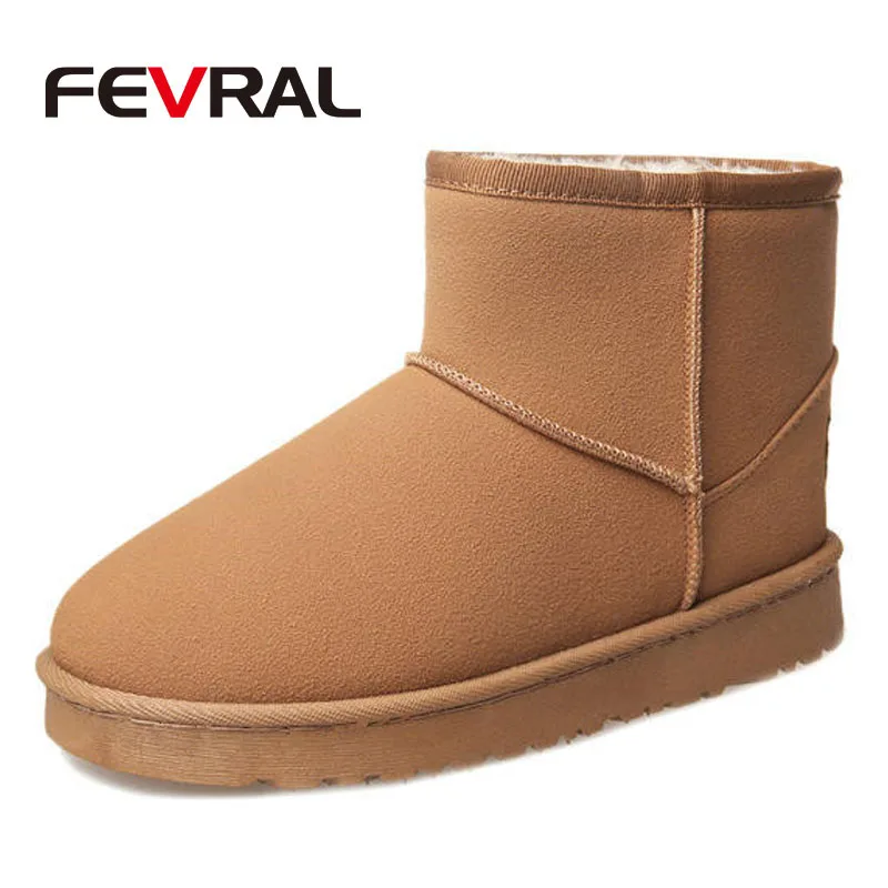 Light Brown FEVRAL/женские ботильоны; сезон осень-зима; Мягкие Замшевые ботинки на толстой плоской подошве; модные высококачественные удобные повседневные женские ботинки на меху, сохраняющие тепло - Цвет: Light Brown