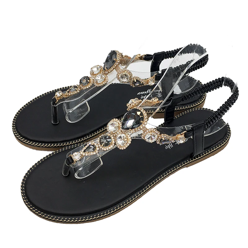 

Gladiator Bohemian Sandals Women Crystal Summer Slipper Shoes Women Flat Sandals Women Shoes Flip Flops Sandalias Mujer 2021 New