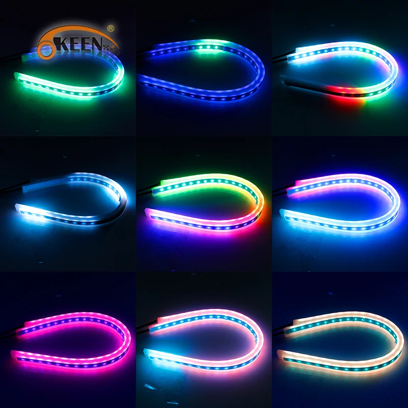 OKEEN 12В Автомобильный светодиодный DRL дневные ходовые огни RGB фонарь для фар