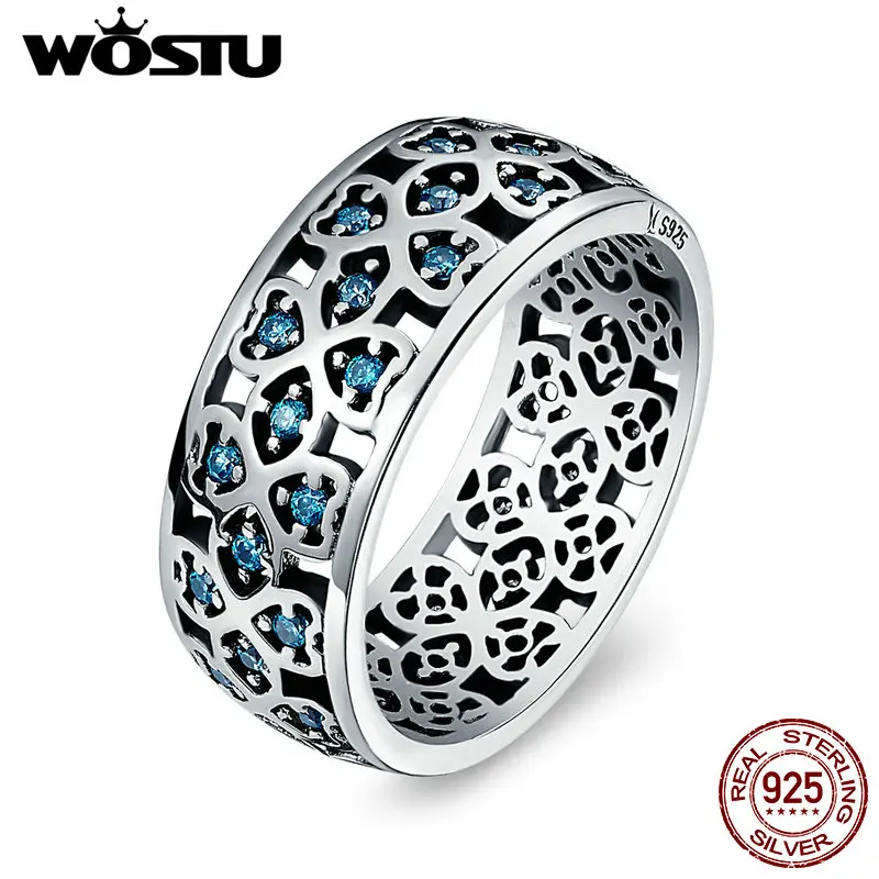 Женские кольца на палец WOSTU из 100% стерлингового серебра 925 пробы с лепестками