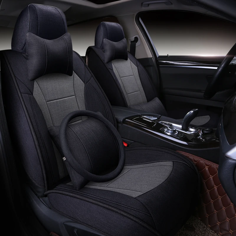 Льняные автомобильные чехлы для toyota rav4 corolla verso wish land cruiser 200 Prado avensis fortuner