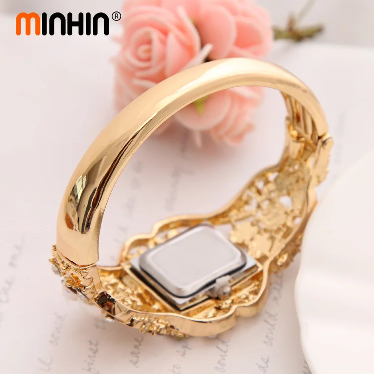 MINHIN оптовая продажа женские благородные часы браслет кристалл Женева кварцевые