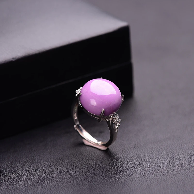 Женское кольцо с фиолетовым кристаллом регулируемое серебряное натуральным 925