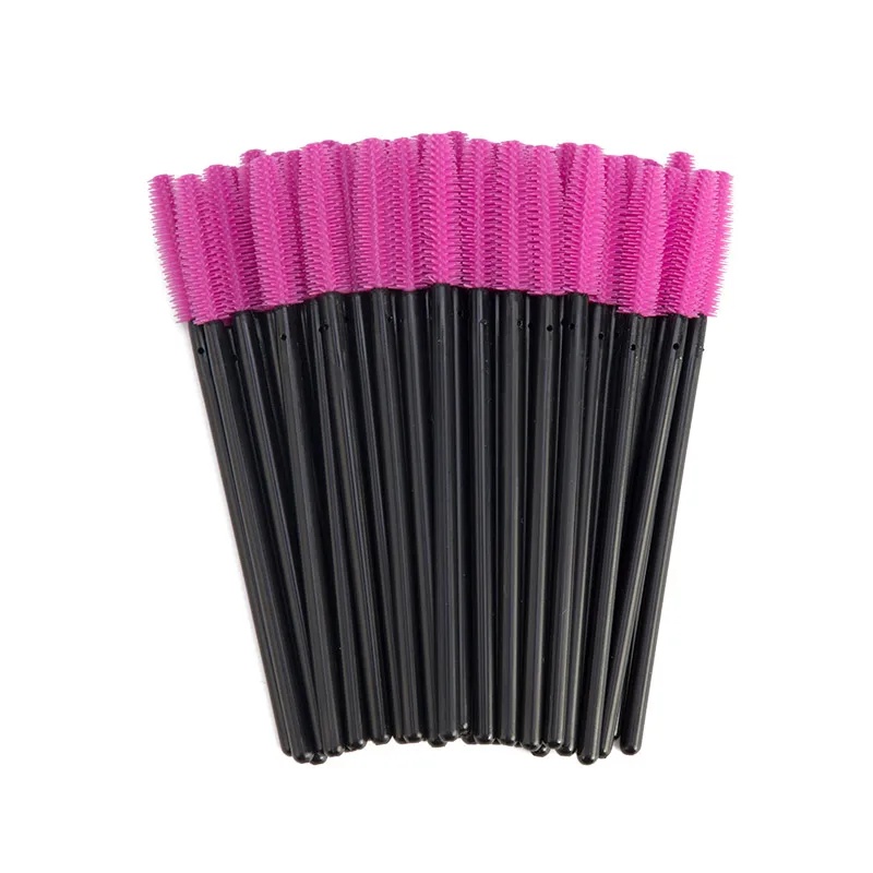 Black-Purple Red Одноразовые Силиконовые ресницы кисти 50 шт./лот аппликатор для наращивания ресниц катушки бровей ресницы тушь палочки для макияжа инструменты - Handle Color: Black-Purple Red