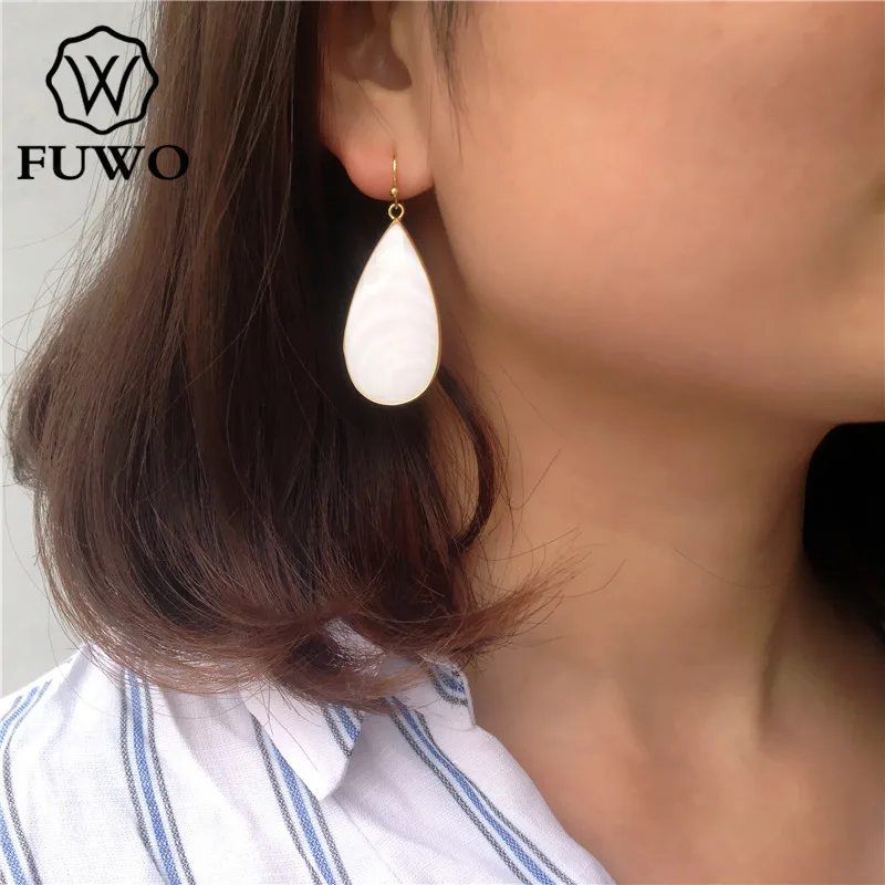 Серьги-подвески FUWO ER009 из бирюзового Лабрадорита в форме слезы натурального