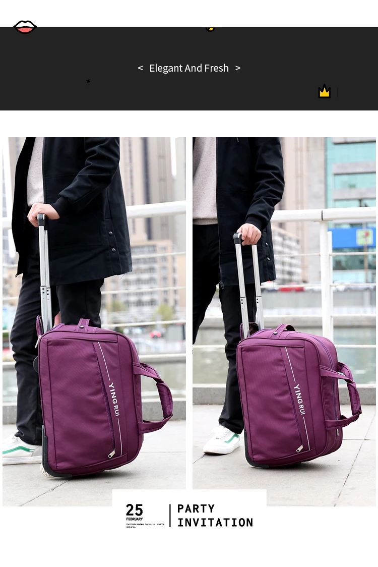 Чемодан на колесах дорожная сумка спортивная сумка сумка дорожная Holdall дополнительная большая дорожная сумка, легкая Средняя сумка с колесиками-выходные сумка с колесиками 65л большая емкость