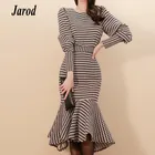 Женский костюм из 2 предметов в Корейском стиле, костюм из топа с длинным рукавом и облегающей клетчатой Юбки Русалки с оборками, зима