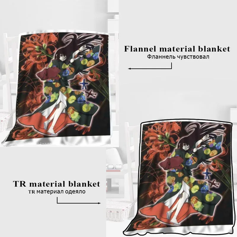 

Custom Jigoku Shoujo Mioyosuka Blanket TR/ Flannel Fleece Fabric Blanket New Year Decoration Comfortable Warm Super Soft Bedroom