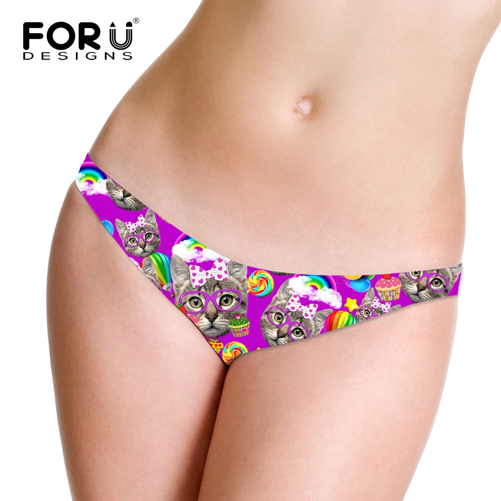 FORUDESIGNS/женские стринги в t-стиле, сексуальное треугольное нижнее белье для девочек, Женские Трусы-стринги с кошечкой, бесшовные комфортные трусики