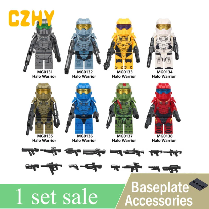 Набор продаж Halo Spartan Solider Горячая серия игр с оружие кирпичи Подарочные игрушки совместимы с поп фигурами MG0131-0138