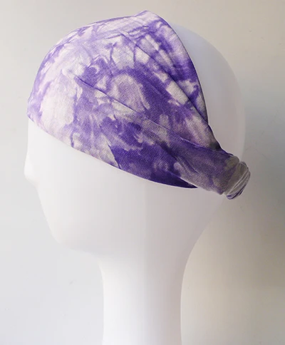 Purple BOHO Tie Dye повязка на голову из хлопка бандана Тюрбан повязка на голову эластичная для женщин и девушек повязки для волос аксессуары для волос повязка - Цвет: Purple