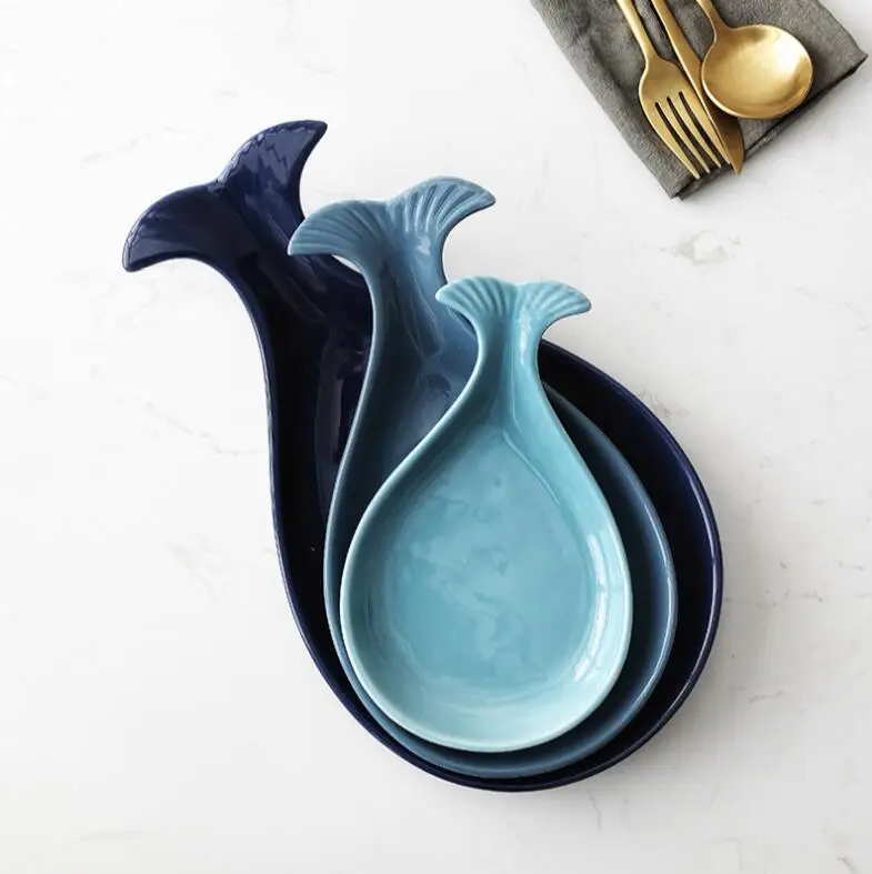 Лаконичный стиль керамическая тарелка форма Кита Торт Завтрак закуска десертная