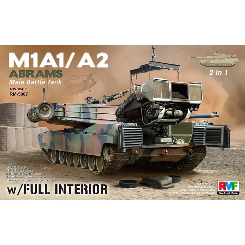 Полевая модель Rye RFM Φ 1/35 U.S. M1A1 / A2 Abrams MBT с полным набором моделей для интерьера |