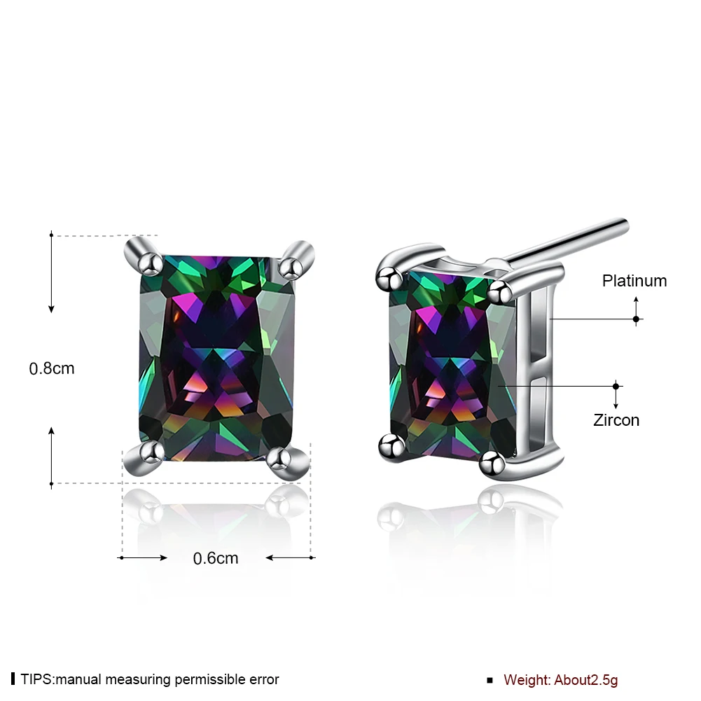 square oorknopjes boucle d'oreille women for cubic zirconia stone multi colors silver color i love you Dahu Rico studs earrings |