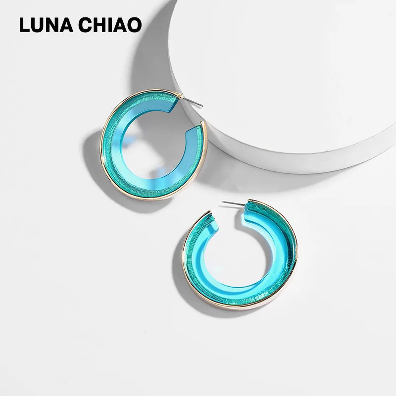 Женские акриловые серьги кольца LUNA CHIAO новые дизайнерские круглые прозрачные