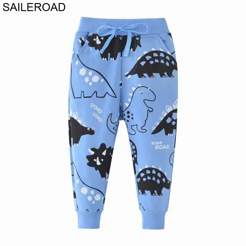 SAILEROAD Динозавр Pattern Зимние Брюки для Мальчиков Осень Детские Спортивные Брюки для Детской Одежды Мальчиков Свитер Брюки на 6 Лет - Цвет: 7078 same picture