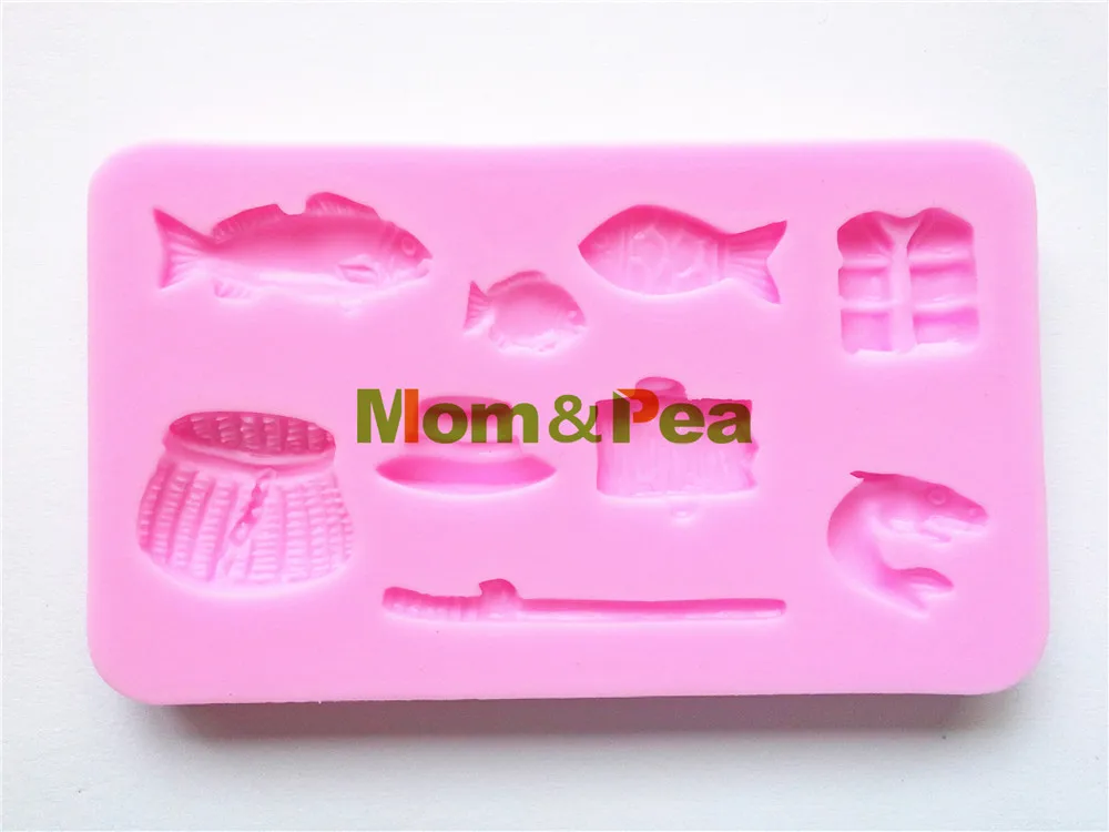 0179 Бесплатная доставка силиконовая форма Mom &amp Pea в форме рыбалки украшение торта