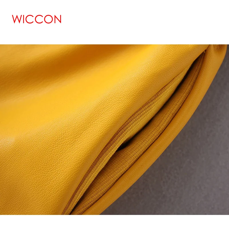 WICCON/Новинка 2019 модные женские однотонные юбки черного и желтого цвета женское из