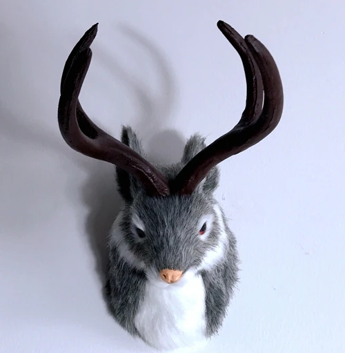 Бесплатная доставка кроличья голова с рогом для бара стены магазина|head head|head hornhead
