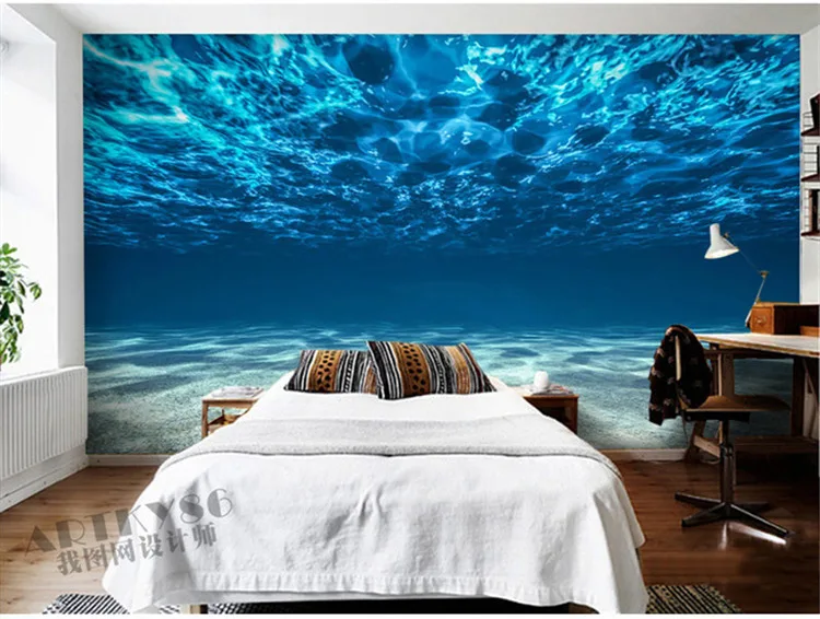 

Charming Deep sea Photo Wallpaper Custom Ocean Scenery wallpaper Large Mural Silk Wall painting Room Decor Bedroom Kid room Home