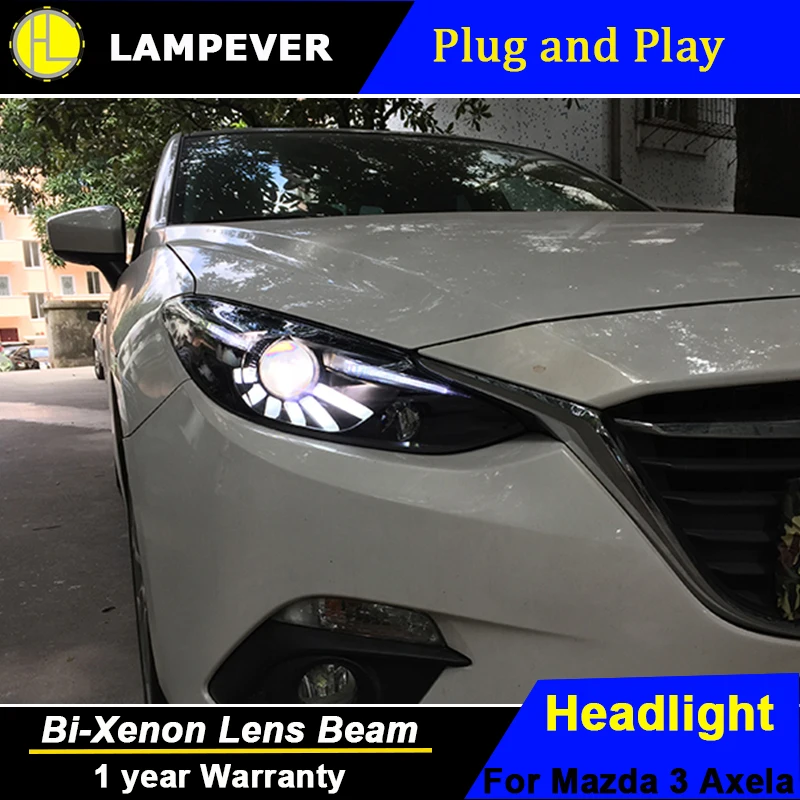 Lampever Стайлинг светодиодный ная фара для Mazda 3 Axela фары 2015 2016 Mazda3 Биксеноновая ные DRL