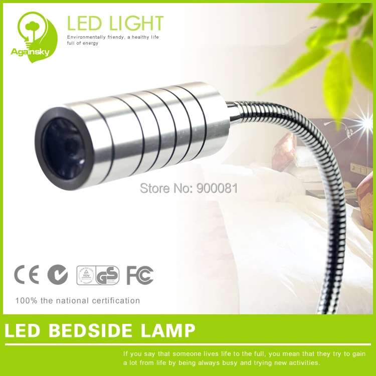 Silver 1W LED Bed Headboard Reading Light AC220V Aluminum luminaria de mesa for Hotel Beds gooseneck led lamp Free Shipping | Лампы и