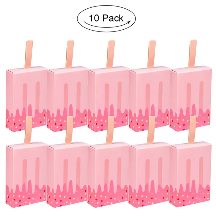 Pink Ice cream OurWarm 10 шт. Свадебные сувениры бумажный мешок для печенья картонная коробка для конфет Подарочная коробка для детей с днем рождения для дома Свадебная вечеринка украшение стола - Цвет: Pink Ice cream
