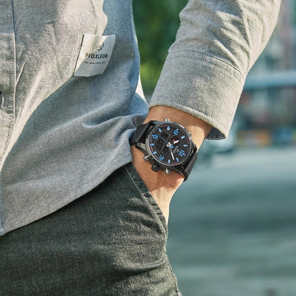 Часы наручные мужские с кожаным ремешком люксовые брендовые аналоговые цифровые