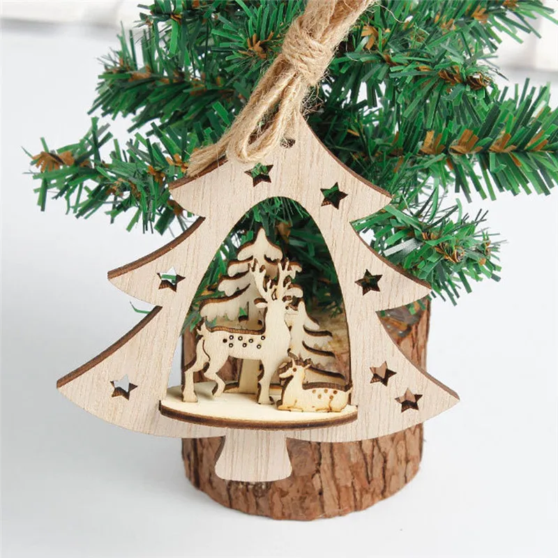 Рождественская елка Деревянный Санта-Клаус подвесное украшение для