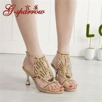 g sparrow new summer rhinestone fashion sandals stiletto high heeled diamond crystal shoes sexy