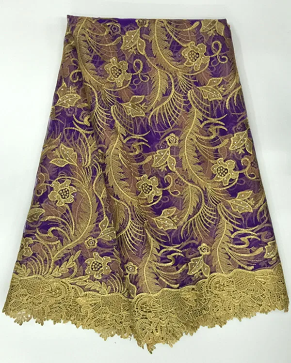 5 ярдов/шт. новая модная фиолетовая французская сетчатая кружевная ткань с