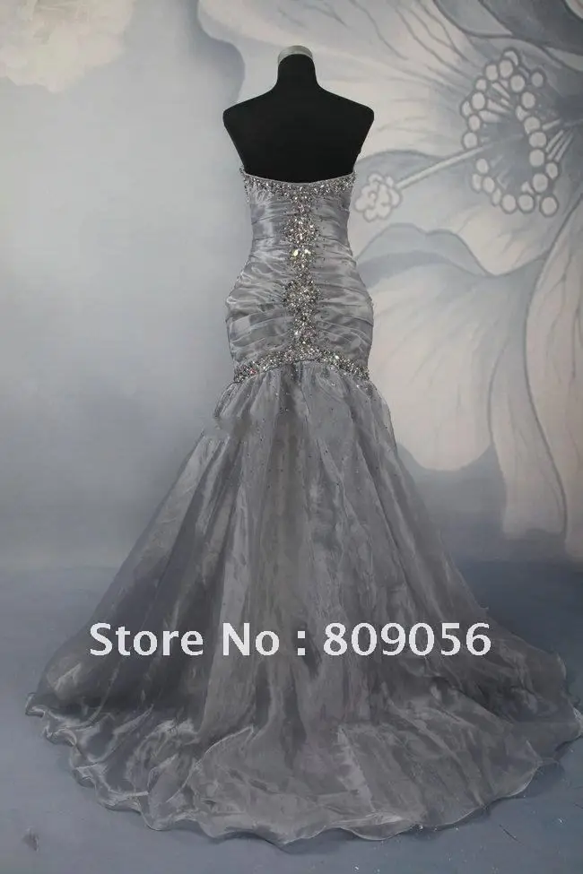Free Shipping 100% Quality Guarantee Fashion Gray Sweetheart Beading Organza Sexy New Sleeveless Bridal Wedding Dress Gown | Свадьбы и