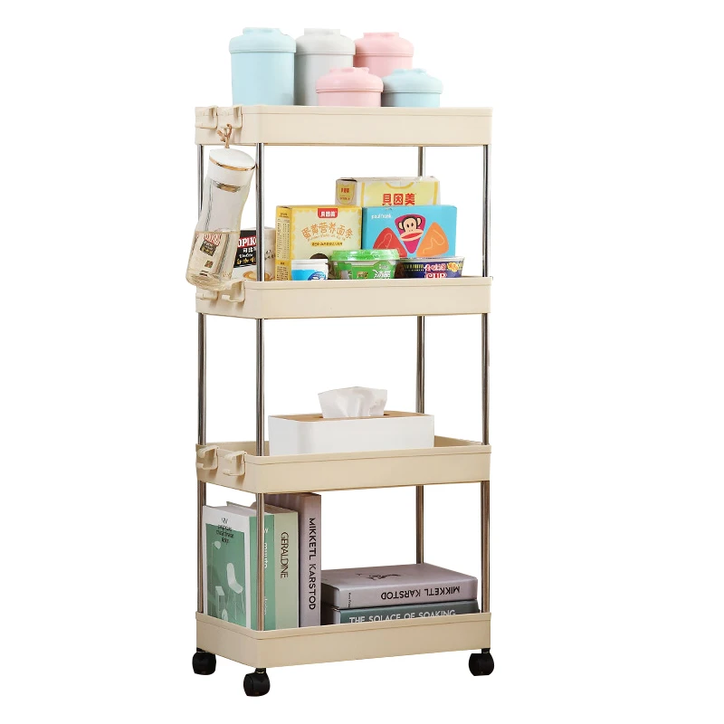 

2/3/4 Layer Gap Kitchen Storage Rack Movable Shelf With Wheels for Kitchen Bathroom Organizer Place Saving Storage Shelf