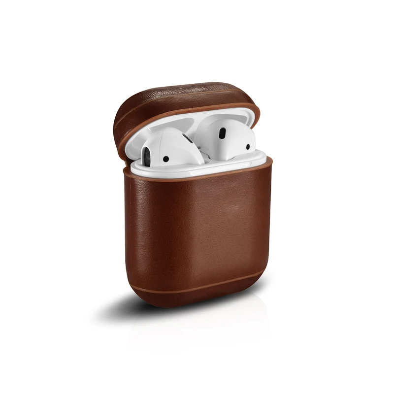 Чехол для наушников Apple Airpods кожаный чехол с кнопками аксессуары защитный