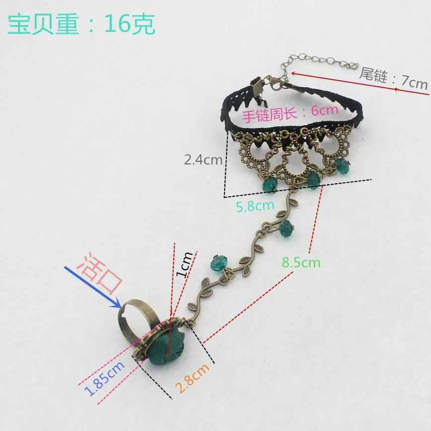 Ретро Бронзовый Винтажный Зеленый бисер розовый кружевной браслет женские