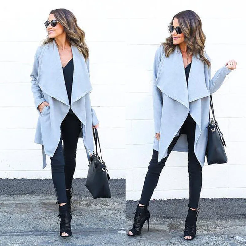 Женский однотонный элегантный Тренч с длинным рукавом Весенняя новая стильная