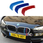 M Стайлинг автомобиля Передняя решетка Мотоспорт полоски гриль покрытие наклейка для 2015-2018 BMW 1 серии F20 F21 116i 118i 120i (11 решетки)