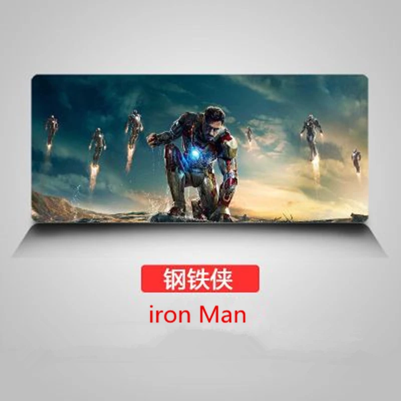iron Man Очень большой коврик для мыши 800*300 мм фиксирующий край Dr. одиночный Марвел герой Железный человек Quake Противоскользящий натуральный резиновый игровой коврик для мыши - Цвет: iron Man