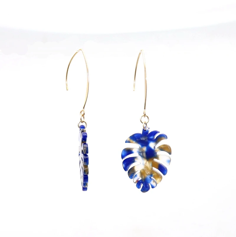 2018 New Fashion leaf leopard Colored copper ear hook resin Drop Earrings For Women | Украшения и аксессуары
