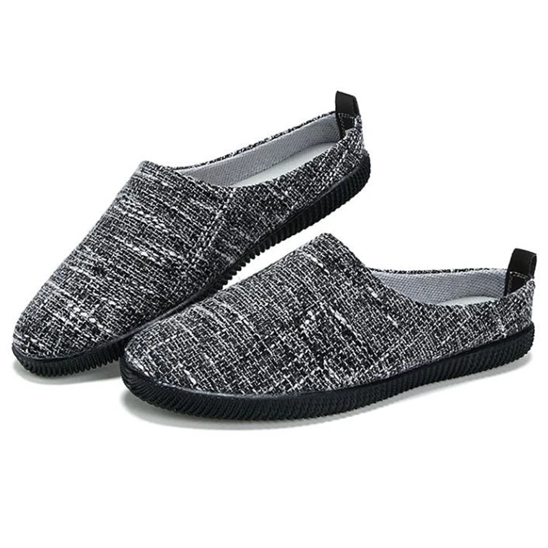 

Men's Half Slippers Summer male Cloth shoes Linen slippers Men's casual Circular head breathable fashion outdoor Half slippers