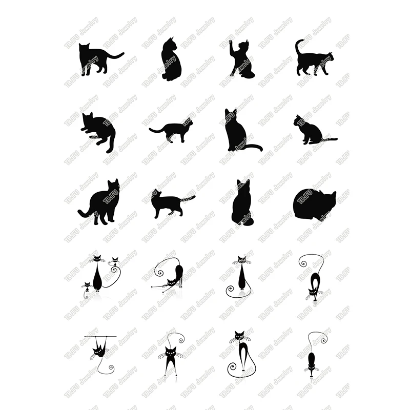 Круглый стеклянный кабошон с рисунком черной кошки 40 шт./лот 10 мм 12 14 16 купол для