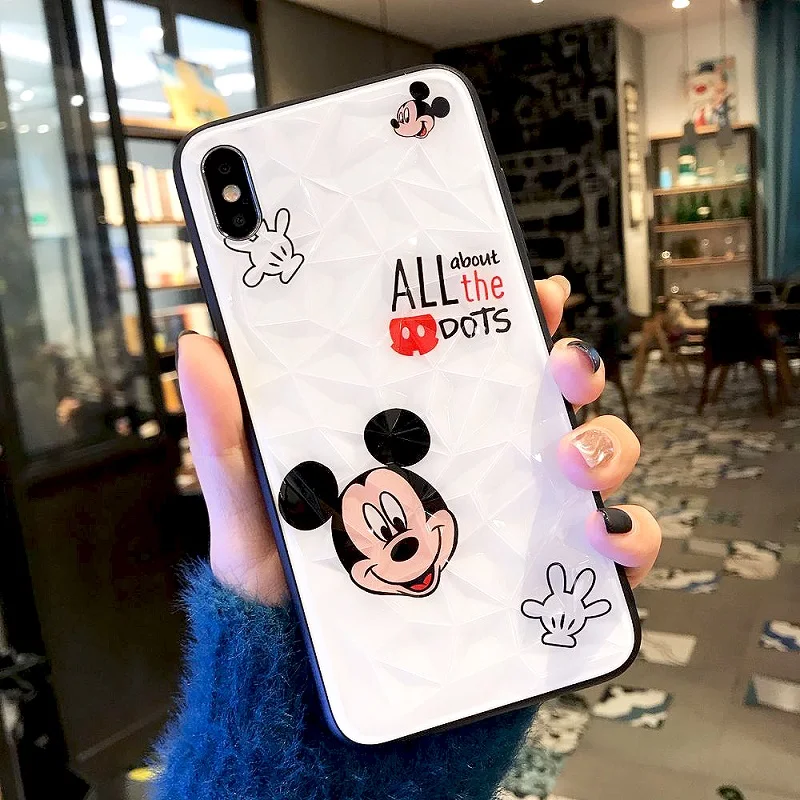 Милый мультяшный Микки Маус чехол для телефона iphone XR XS MAX Алмазная текстура Минни