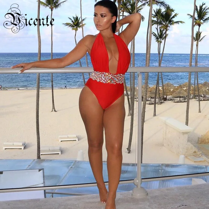 Vicente HOT2019 НОВЫЕ шикарные элегантные капли Украшенные сексуальный глубокий v
