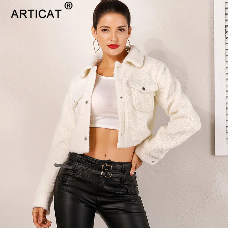 Articat/Женская куртка из искусственной овечьей шерсти Осенне зимнее пальто с