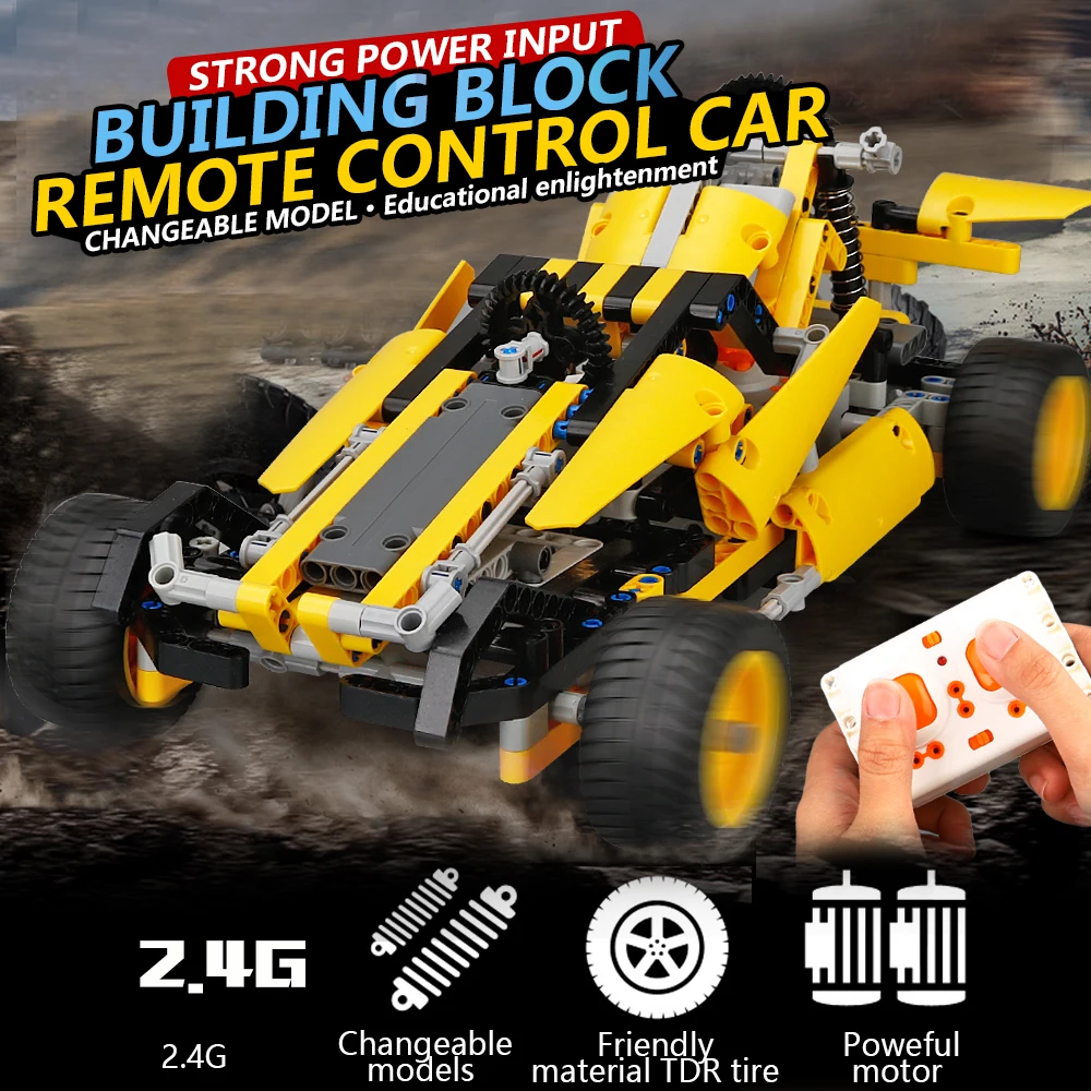 DIY RC автомобиль строительный блок высокая скорость внедорожный деформация дети
